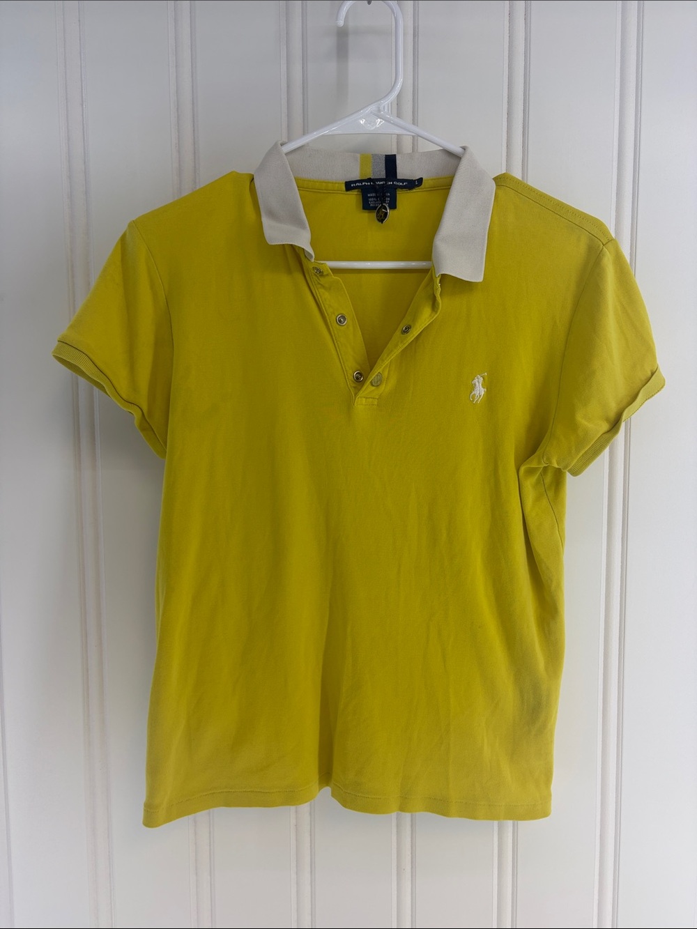 Ralph Lauren Golf Rare Vintage Bright Yellow Polo with White Collar